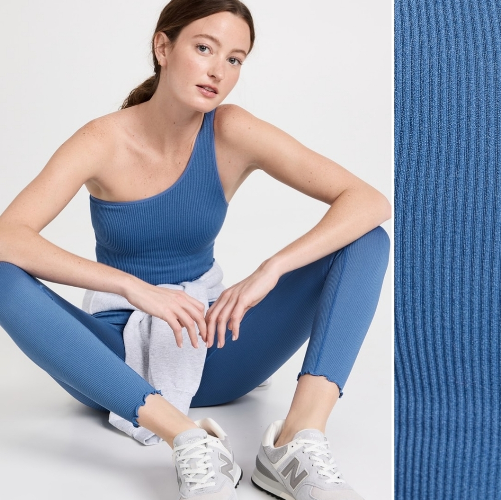Spiritual Gangster Crop Top Legging Set Lettuce Hem Small One Shoulder